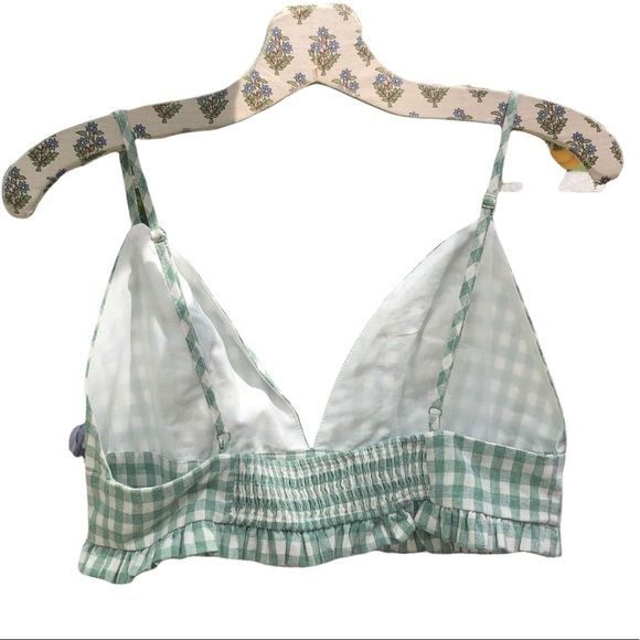 NWT green gingham crop top - Picture 3 of 4